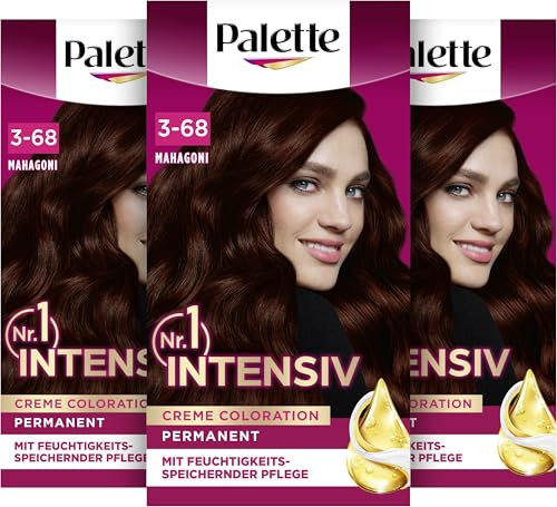 Palette Intensiv Creme Coloration 3-68/878 Mahagoni (3 x 115 ml), permanente Haarfarbe für leuchtende, langanhaltende Farbbrillanz & 100% Grauabdeckung