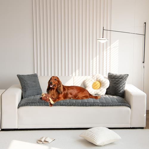 Mitid Sofa Cover Fuzzy Couch Cover for Pet, Couch Covers for Dogs Washable Non-Slip Sofa Slipcover Cushion Protector Pets Friendly Mat Bed