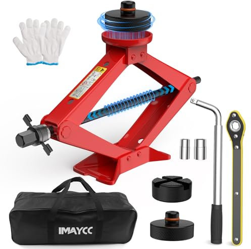 IMAYCC Cric Per Auto 2.5T/2500kg,Cric Auto Con Universale Tampone In Gomma,Cric Portatile Per Auto Con Chiave Per Dadi Ruota,Kit Emergenza Auto Per SUV MPV Tesla 3/Y/S/X Manutenzione e Riparazione