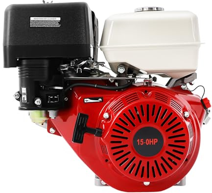 420Cc 15Hp Gasoline Engine, 9700W 4 Stroke Mini Bike Engine Petrol Motor Engine Horizontal Motors Pull Start Air Cooling Go Kart Motor with 1.72 Gallons Fuel Tank for Water Pumps Vibrators Generators