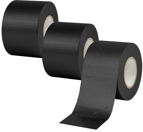 AOOWU 3 Rolle Panzertape, 48mm x 20m Panzerband Wasserdichtes Reparaturband - äußerst anpassbar, handreißbar -starkes Gaffa-Klebeband zum Innen & Außen Reparieren Befestigen Bündeln (Schwarz)