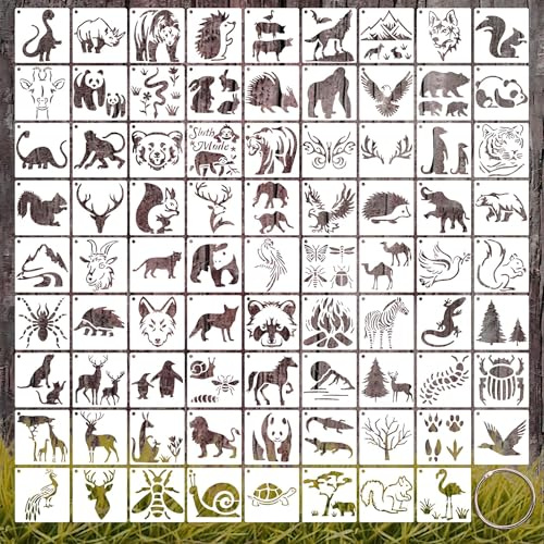 80 Stück Schablonen Set Malschablonen Kinder Malvorlagen Zum Ausmalen Schablonenfolie Wiederverwendbar Hohl Spray Kunststoff mit Für DIY Möbel Boden Scrapbooking Textilgestaltung