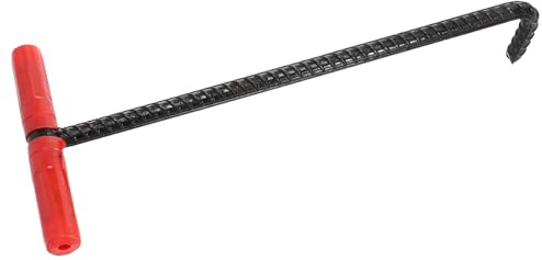 HOMSFOU Crochet en T Robuste en Métal 43 Cm Manchon Antidérapant, Crochet de Traction Pratique pour Couvercle de Regard et Porte Roulante – Accessoire Utilitaire pour Usage Maison