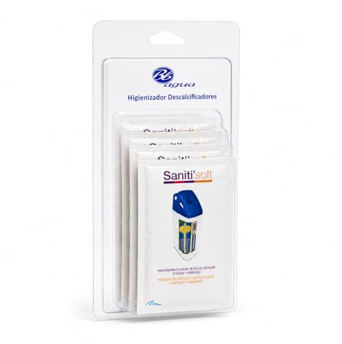 Saniti'Soft. Limpiador de Resinas para Descalcificadores de Agua. 5ud. Fácil de Aplicar. 1 Sobre para cada uso. Alarga la Vida de tu Equipo. Bbagua.