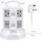 Retractable Tower Extension Lead with 4 USB Slots (5V/3.1A), GLCON 6 Way Multi Plug Extension Sockets with 3M Extension Cable, plug tower power tower with Switches for Home Office