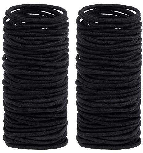 Anezus 200 Pcs Black Elastics Hair Ties Small Bulk Hair Ties Hair Bands (4mm)