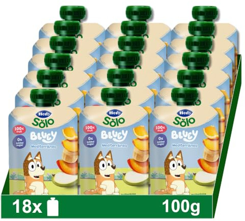 Hero Solo, Mi Fruta Bolsita de Fruta sabor Mediterráneo - Para Bebés a Partir de los 6 Meses - Pack de 18 x 100 g