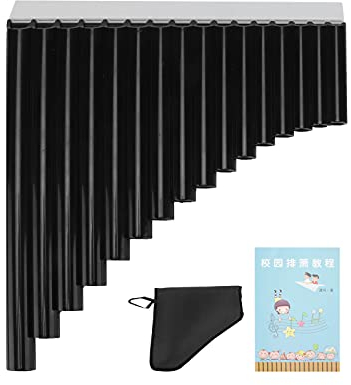 Panflöte ABS 16-Ton Tube C-Key Musikinstrumente mit Nylon Gepolsterter Handtasche für Kinder Erwachsene Anfänger(schwarz)