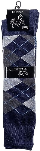 Wowerat Lot de 2 paires de chaussettes d'équitation avec semelle rembourrée pour enfants, adolescents, hommes et femmes, Bleu marine/gris, 43-46