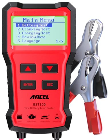 ANCEL BST100 Car Battery Tester 12V, 100-2000 CCA Load Tester Digital Automotive Alternator Battery Analyzer Charging Cranking Tester for Car, Motorcycle, SUV, Boat