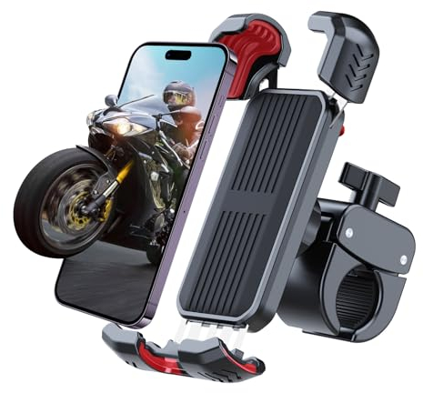Bike Phone Holder, Moman PME1 Universal Motorcycle Phone Mount 360° Rotatable with Quick Release Handlebar Clamp Compatible with iPhone Samsung 4.5”-7.0” Phone, Motorcycle-Phone-Holder-Motorbike-Mount