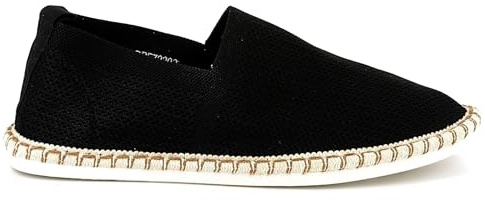 UOMO DESIGN - Espadrille Slip on au Look Décontractée pour Homme en Tissu Maille - Evan (Noir_1, 41)
