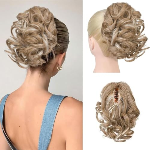 HSAJS Chignon Riccio Sintetico Clip Mini Artiglio Coda Capelli Posticcio Extension Acconciatura Updo Elegante