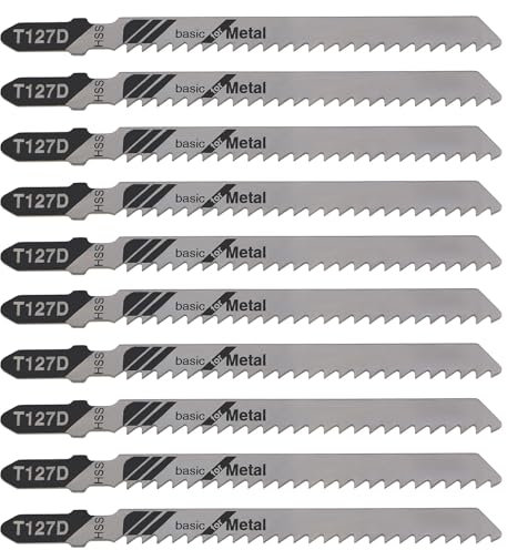 YINETTECH 10 Pièces T127D Lames de Scie Sauteuse Lames de Scie Sauteuse HSS Lame de Scie Sauteuse à Tige en T pour La Coupe Du Métal Bois Plastique Compatible avec Bosch Compatible avec Dewalt