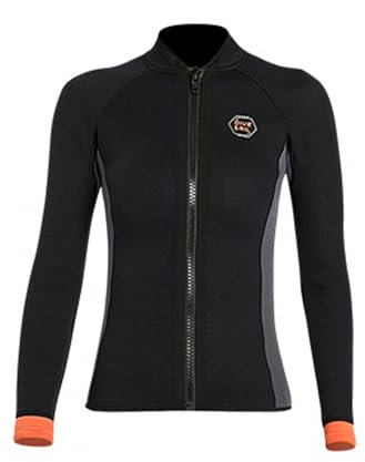 Solinder Neoprenanzug Oberteil Damen 3mm Neopren Langarm Neoprenanzug Top Warm Front Zipper Neoprenanzüge Shirts für Surfen Schwimmen Schnorcheln Kajakfahren