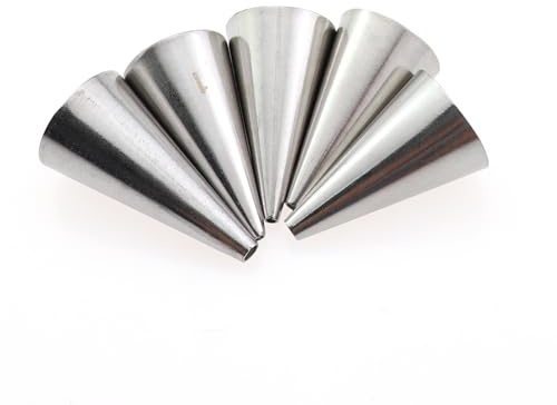 ZQIY 5PCS Round Mouth Fine Hole Laminating Nozzle Set - Stainless Steel Frosting Piping Nozzle - Cake Baking DIY Decorating Tools