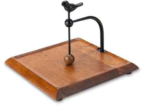 Portaservietta in legno con manico a forma di uccello, Elegante portaservietta piatto con braccio pesato per serviette di carta, serviettes da cocktail – Perfetto per cucina, tavolo da pranzo, caffè