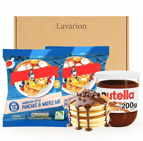 Aunt Bessie's American Pancake Mix & Waffle Mix Batter with Nutella Hazelnut Spread – Lavarion Pancake Day Nutella Gift Bundle