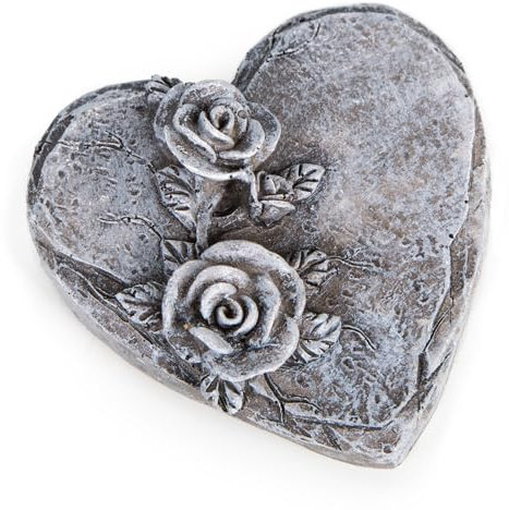 Logbuch-Verlag Pequeño corazón plano con rosas como corazón de luto, decoración para tumba de urna, color gris, 8 x 8 cm