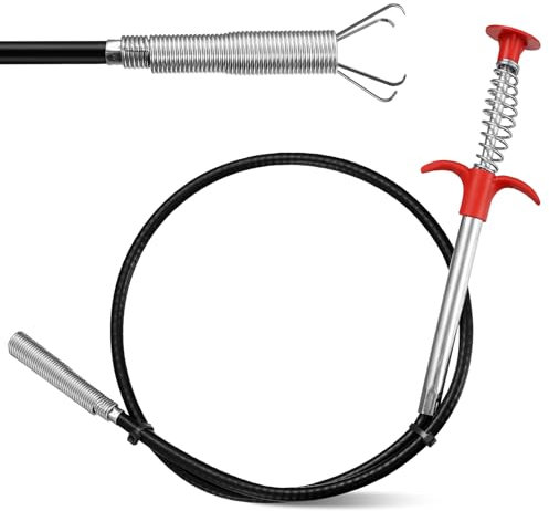 Furet Deboucheur Canalisation Professionnel, 90 cm Pince à Griffes, Pince à Spirale de Nettoyage de Tuyau, Pinces à Griffes Flexibles Télescopique, Deboucheur WC pour évier de Cuisine Salle de Bain