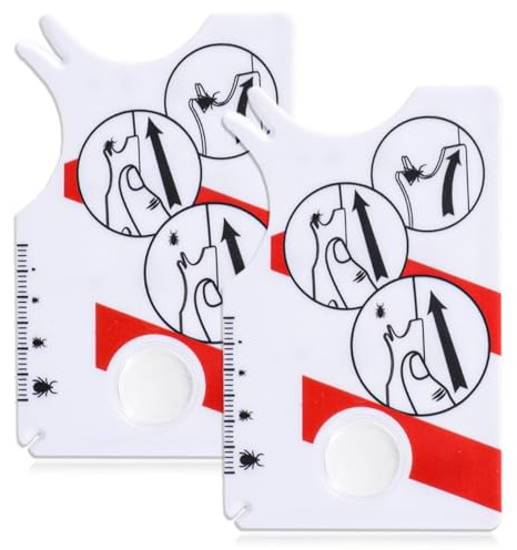 Giantree Lot de 2 cartes à tiques avec loupe, nettoyage rapide des tiques pour enfants, avec loupe, compactes et portables, pour retirer les tiques de l'animal de compagnie ou des humains
