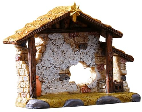 Gcroet 1PC Christmas Nativity Set, Resin Manger Scene Empty Stable Xmas Gifts for Indoor & Outdoor Holiday Decor