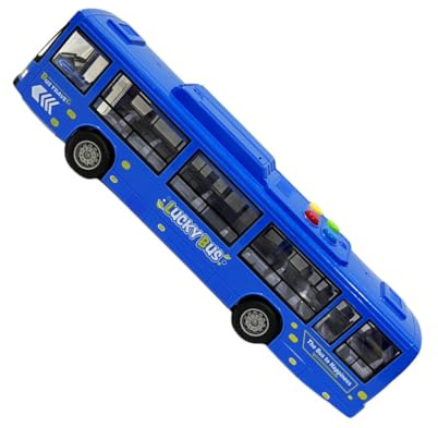 AMSLSIU Modello di Autobus Giocattolo Caratteristiche interattive e Dettagli realistici ABS Grande Autobus Giocattolo per Bambini audiovisivo simulato, Blu