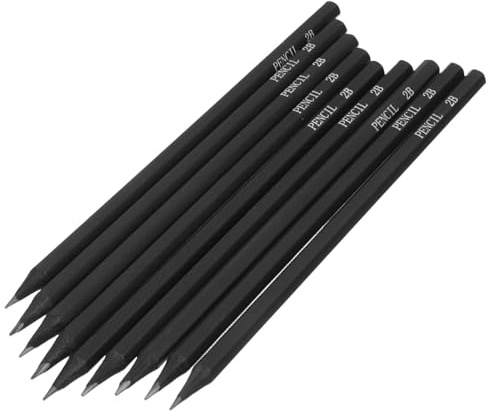 PACKOVE Juego de 10 Lápices Dibujo Hexagonales Negros 2b Lápices de Pintura para Sombrear y Esbozar de Grafito Preafilados para Estudiantes y Artistas