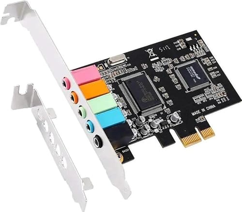 Fervit PCIe Sound Card 5.1 for PC, Internal PCI Express Audio Card with Low Profile Bracket, CMI8738 Chip 3D Stereo Surround Sound, 32/64 Bit Compatible Windows 10 8 7 Desktop Computer
