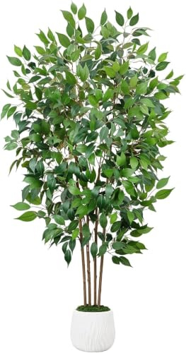 Planta Artificial Ficus 180cm Arbol Artificial Exterior Interior | Planta Artificial Grande decorativas con Maceta Arbol Ficus para Decoración Oficina Dormitorio Hogar Jardín Balcón