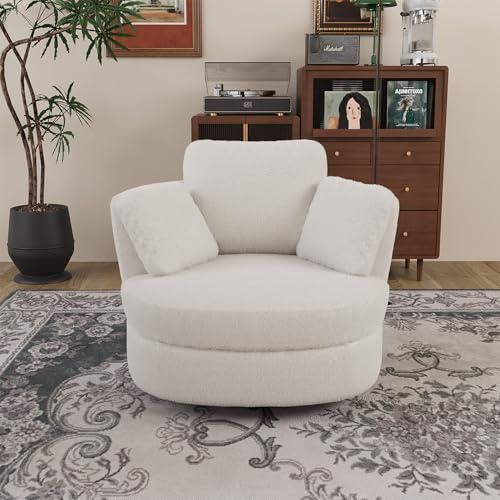 FAYICIC Sillón moderno XXL de chenilla, 3 cojines individuales, acolchado de alta elasticidad, cómodo sillón de lectura para salón, dormitorio y estudio (1, marfil)