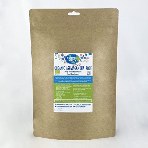 Organic Ashwagandha Root Powder 800g by The Natural Health Market • Soil Association Certified Organic • RAW Ayurvedic Herb • Potent Adaptogen (800g)