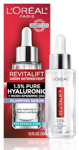 L'Oreal Paris Revitalift 1.5% Pure Hyaluronic Acid Serum for Face, Anti Aging Serum to Hydrate Skin & Reduce Wrinkles, Fragrance Free Skin Care for All Skin Types, 1 Oz