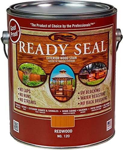 Ready Seal Stain & Sealer for Wood, Outdoor Deck and Fence - All-in-One Exterior Wood Stain and Waterproofing Sealant – Easy to Apply, No Back Brushing Needed, with UV Protection - 1 Gallon, Redwood