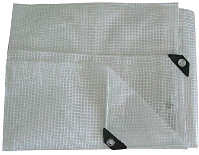 3m x 3m Clear Leno Tarpaulin - Heavy-Duty Waterproof 100 GSM Reinforced Transparent Tarp Sheet with Mesh Support, Rubber Strengthened Corners - UV‑Resistant Cover for Garden, Greenhouse, Groundsheet