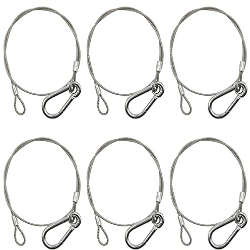 6PCS Stage Lights Safety Cable,YuCool 25.5Inch/65cm Stainless Steel Stage Light Safety Cables Stainless Steel Safety Rope for DJ Stage Lighting Party Light Moving Head Light