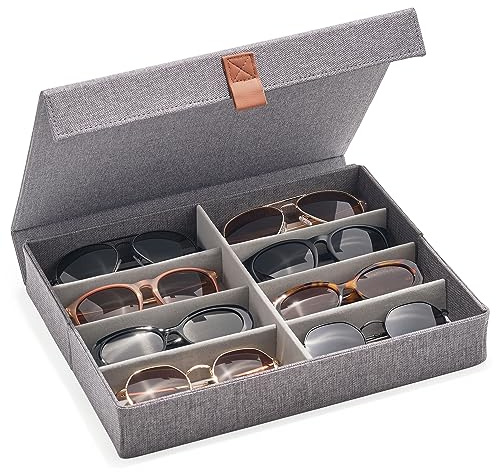 ZICOTO Organizador seguro para gafas de sol: el soporte y almacenamiento perfectos para mantener tus gafas libres de polvo.., Gris, X-Large