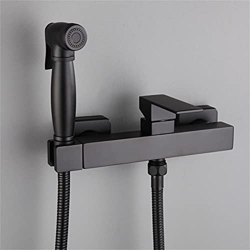 Spruzzatore for bidet tenuto in mano nero opaco for WC, attacco for doccia musulmana da bagno Rubinetto for bidet portatile misto con pannolino in stoffa for montaggio a parete singola maniglia, kit r