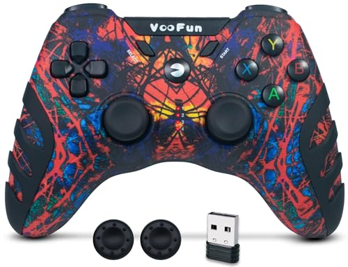 VooFun Manette PC Sans Fil, Manette PS3 Gamepad PC avec Hall Joystick, Double Vibration, 2,4G Gamer Manettes pour Windows 11/7/8/10, PS3, Steam, Laptop, Android Smart TV, TV Box