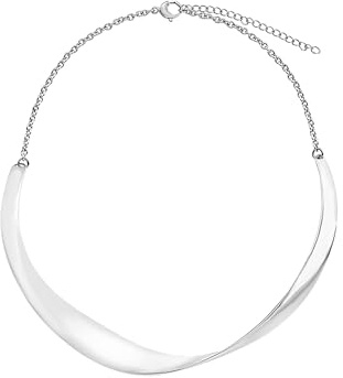 Breil, Collezione Retwist, Collana Donna in Acciaio Specchiato, con Parte Rigida Sinuosa, Idee Regalo Donna e Ragazza, con Pratica Chiusura e Lunghezza Regolabile 39-45 cm, Colore Silver