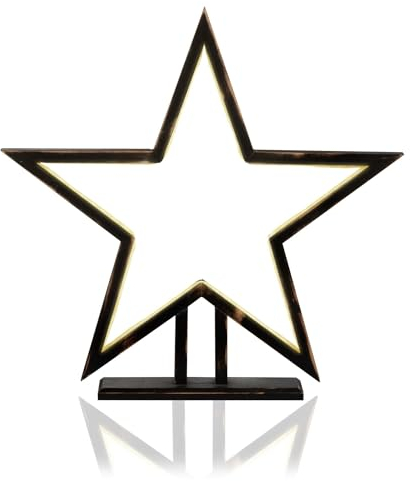 hellum LED Weihnachtsstern mt Lichtschlauch, klassisch warmweiß, Ø 50cm, Weihnachtsdeko Innen, Kabel transparent, Bambus schwarz gefärbt, Zuleitung 3m, Weihnachtsbeleuchtung Innen 579291
