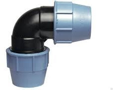 Raccordo a GOMITO a 90° a Compressione 16 mm x 16 mm – Raccordi per tubo dell’aqua a Gomito PP PN16 - Connettori per Tubi PE80, PE100 - Prato Erboso (16 mm)