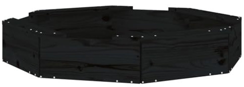 vidaXL Kids' Outdoor Sandbox with Seats - Solid Wood Pine, Black Octagon Sandpit Perfect for Backyard - Enhances Hand-Eye Coordination, Includes Sandbox (Sand not Included), 111 x 111 x 20 cm