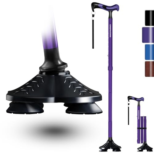 KingPavonini Walking Cane for Men Women Stability, Self Standing, Purple