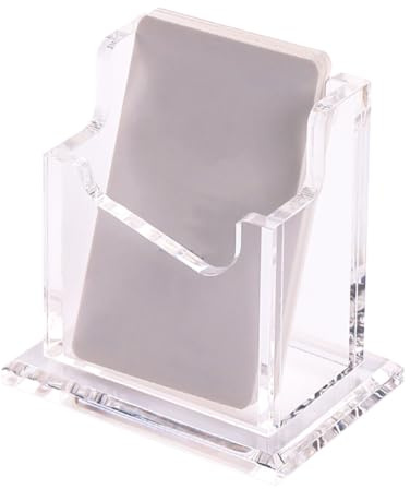 FSSTUD Porte-cartes de visite vertical en acrylique transparent - Présentoir de bureau en plastique - Organiseur de cartes de visite pour bureau