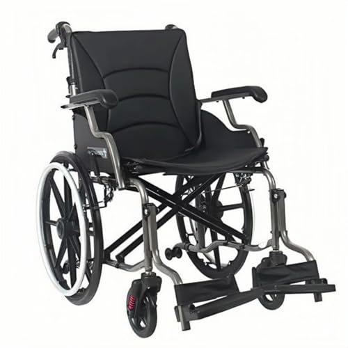 ByteTecpeak M4 Silla de Ruedas Plegable Ligera, para Mayores y Adultos, Capacidad Máxima de 100Kg, Robusta y Duradera, Ideal para el Hogar y los Viajes – Negro