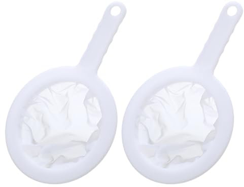 Colander Plastic Sieve 2 Pcs Fine Mesh Sieve with Muslin Cloths for Cooking, Cheese Cloths for Straining, Coffee, Tea, Juice, Milk, Honey, Fried Food Etc (100Mesh,200Mesh)