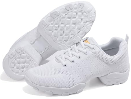 ForceRoute Hommes,Chaussures De Jazz,Chaussures De Danse Moderne,Moderne Jazz Semelle Fendue Sport Sneaker,Danse Chaussure De Sport,Amortissement,Respirant,Ergonomique,pour La Danse,Blanc,Noir