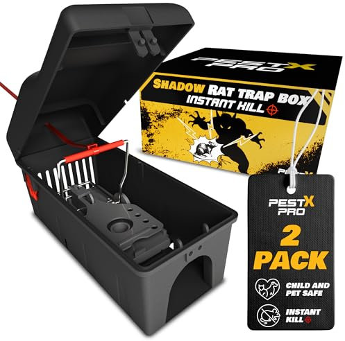 Pest X Pro Shadow Professional Rat Trap Box - 2X, Safe For Kids & Pets, Heavy Duty Rodent Trap Station, Reusable & Easy To Set For Indoors & Outdoors, Rat Traps That Kills Instantly