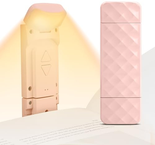 Oumida Luce per Lettura Libri a Letto, Luce da Lettura a LED portatile con Clip, 3 Temperatura Colorei Regolabili, Lampada Lettura ricaricabile USB (Rosa)